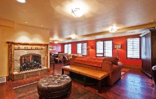 Park City Condo Rental - Great Room with Stone Fireplace